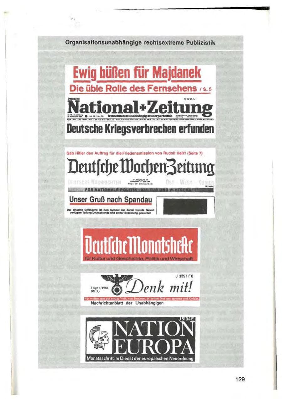 Seite 129 des Verfassungsschutzbericht 1984 Bayern
