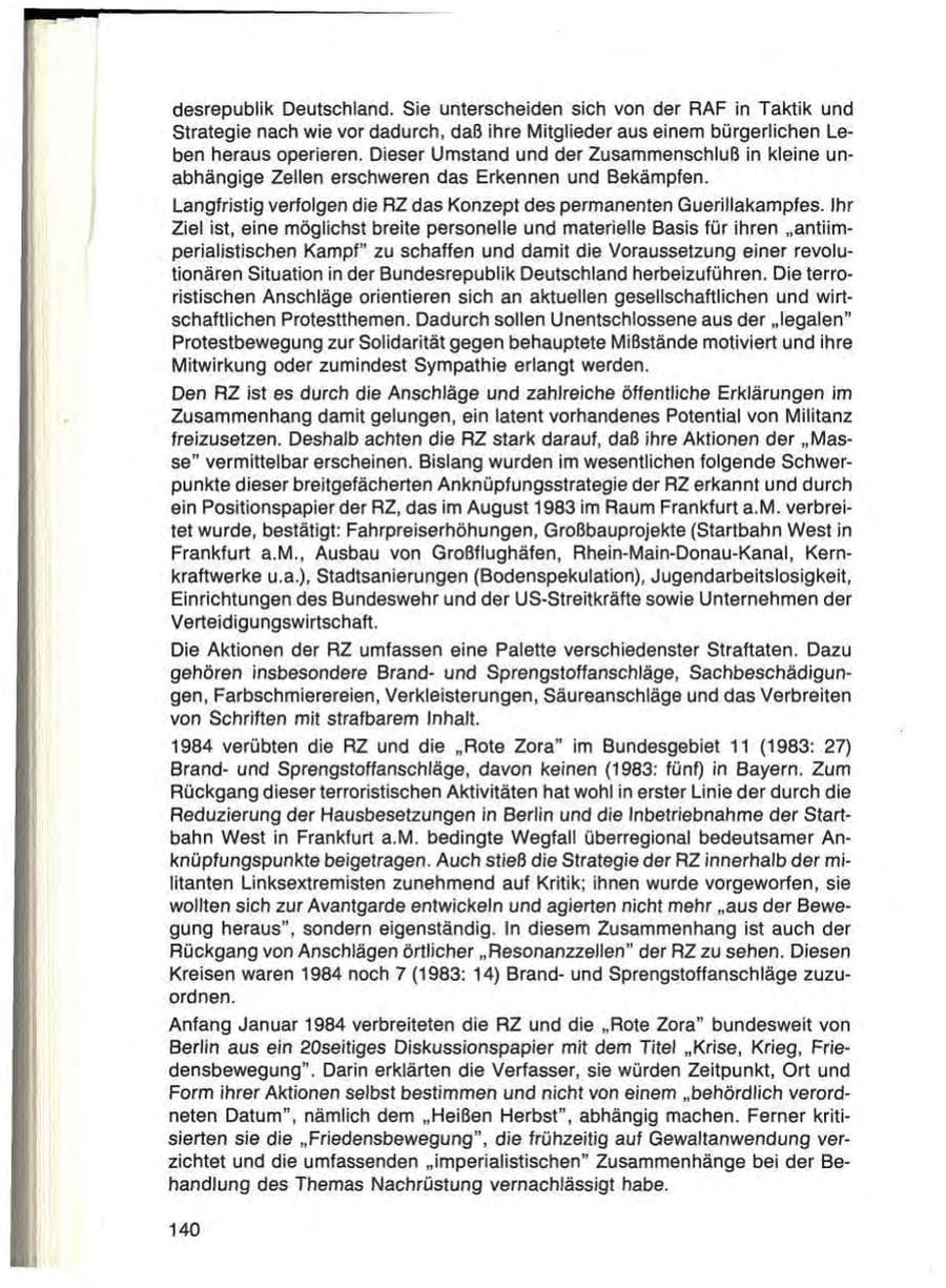Seite 140 des Verfassungsschutzbericht 1984 Bayern