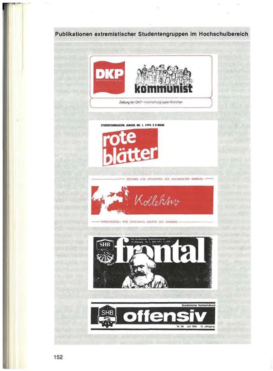 Seite 152 des Verfassungsschutzbericht 1984 Bayern