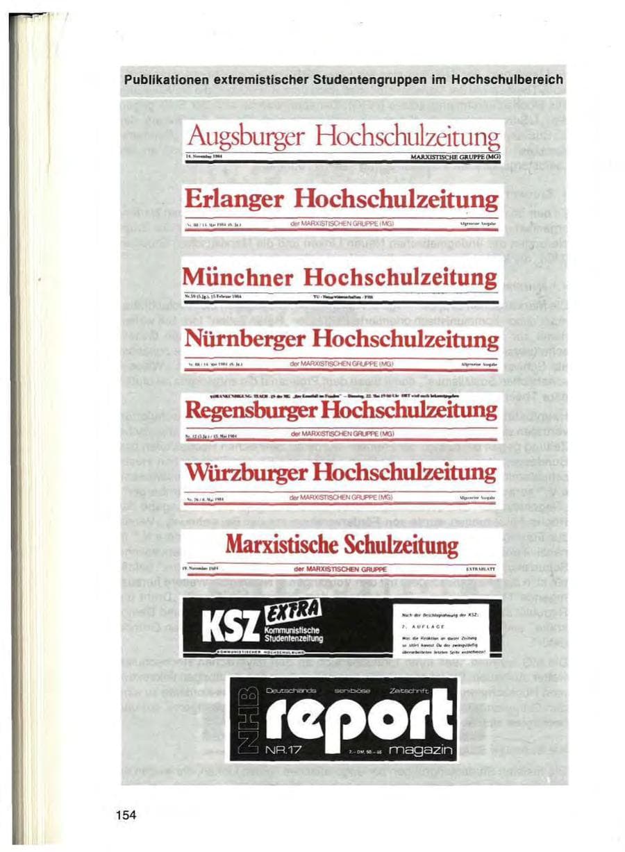 Seite 154 des Verfassungsschutzbericht 1984 Bayern
