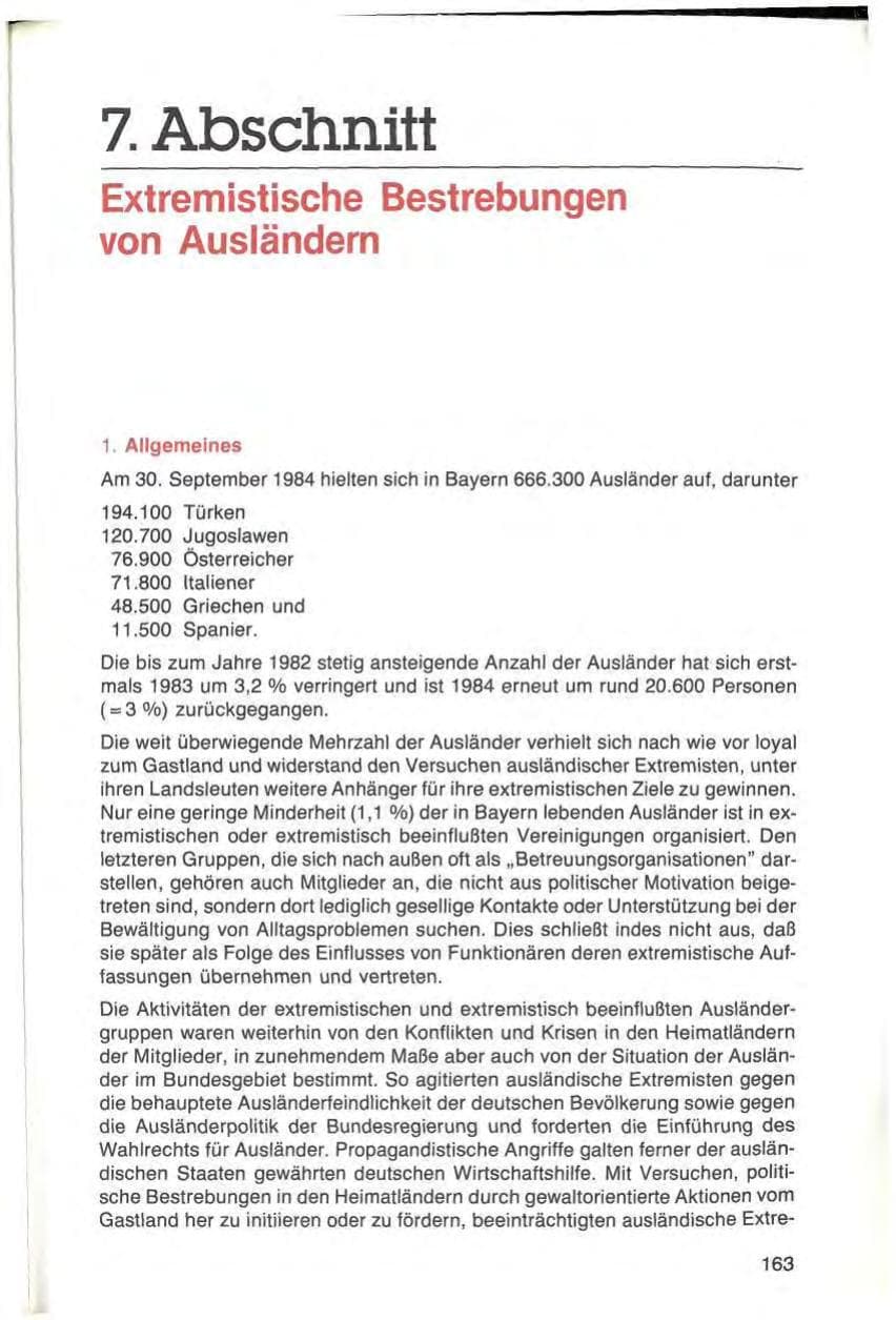 Seite 163 des Verfassungsschutzbericht 1984 Bayern