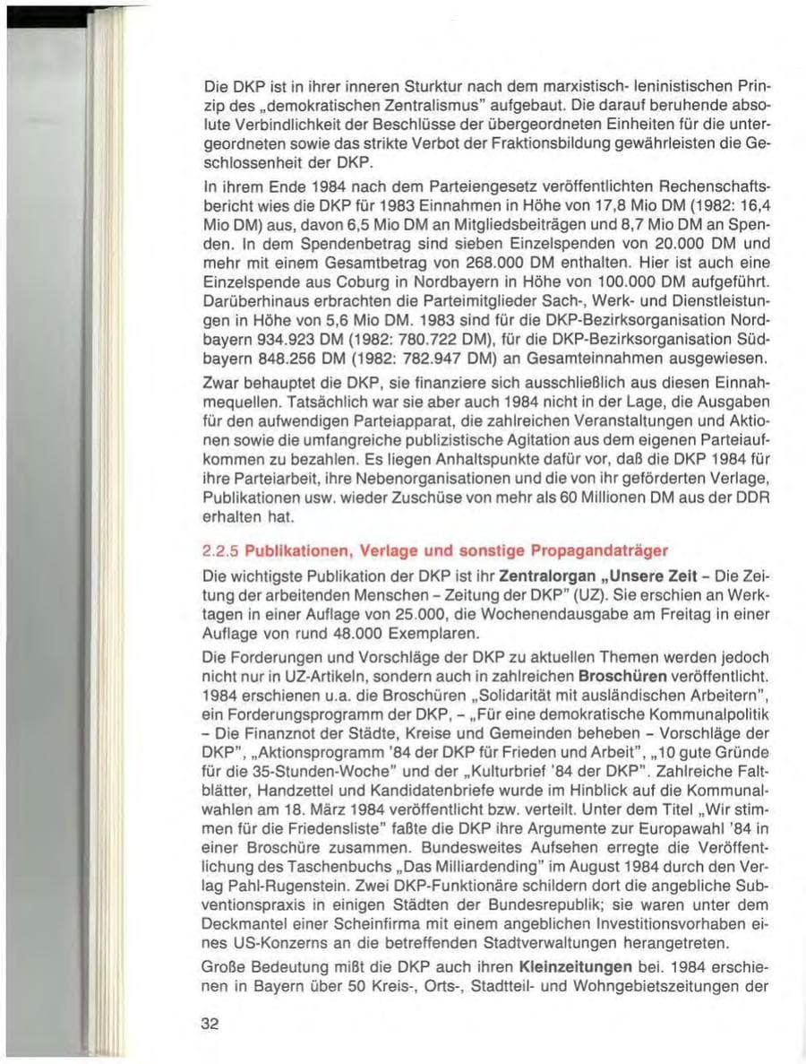 Seite 32 des Verfassungsschutzbericht 1984 Bayern