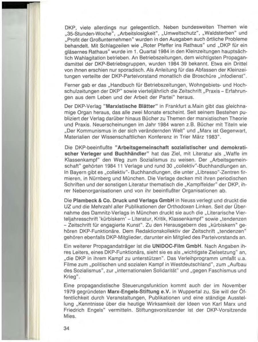 Seite 34 des Verfassungsschutzbericht 1984 Bayern