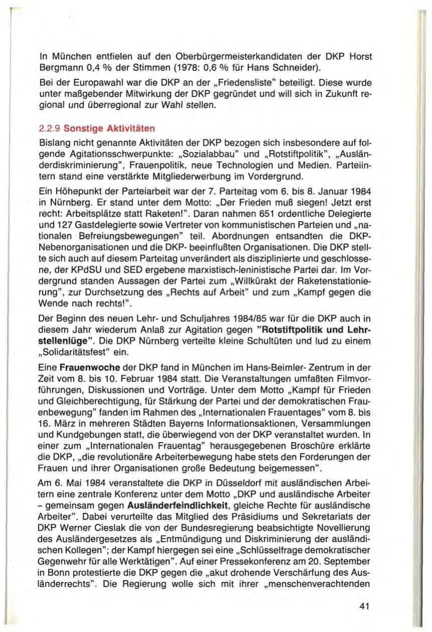 Seite 41 des Verfassungsschutzbericht 1984 Bayern