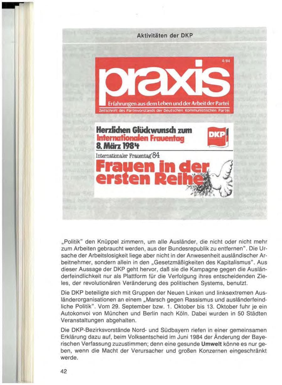 Seite 42 des Verfassungsschutzbericht 1984 Bayern