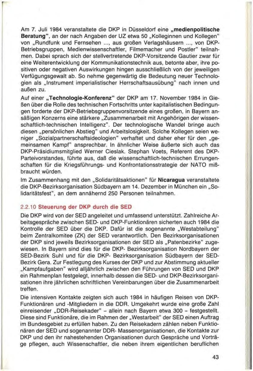 Seite 43 des Verfassungsschutzbericht 1984 Bayern