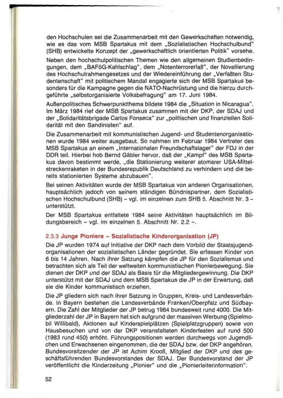 Seite 52 des Verfassungsschutzbericht 1984 Bayern