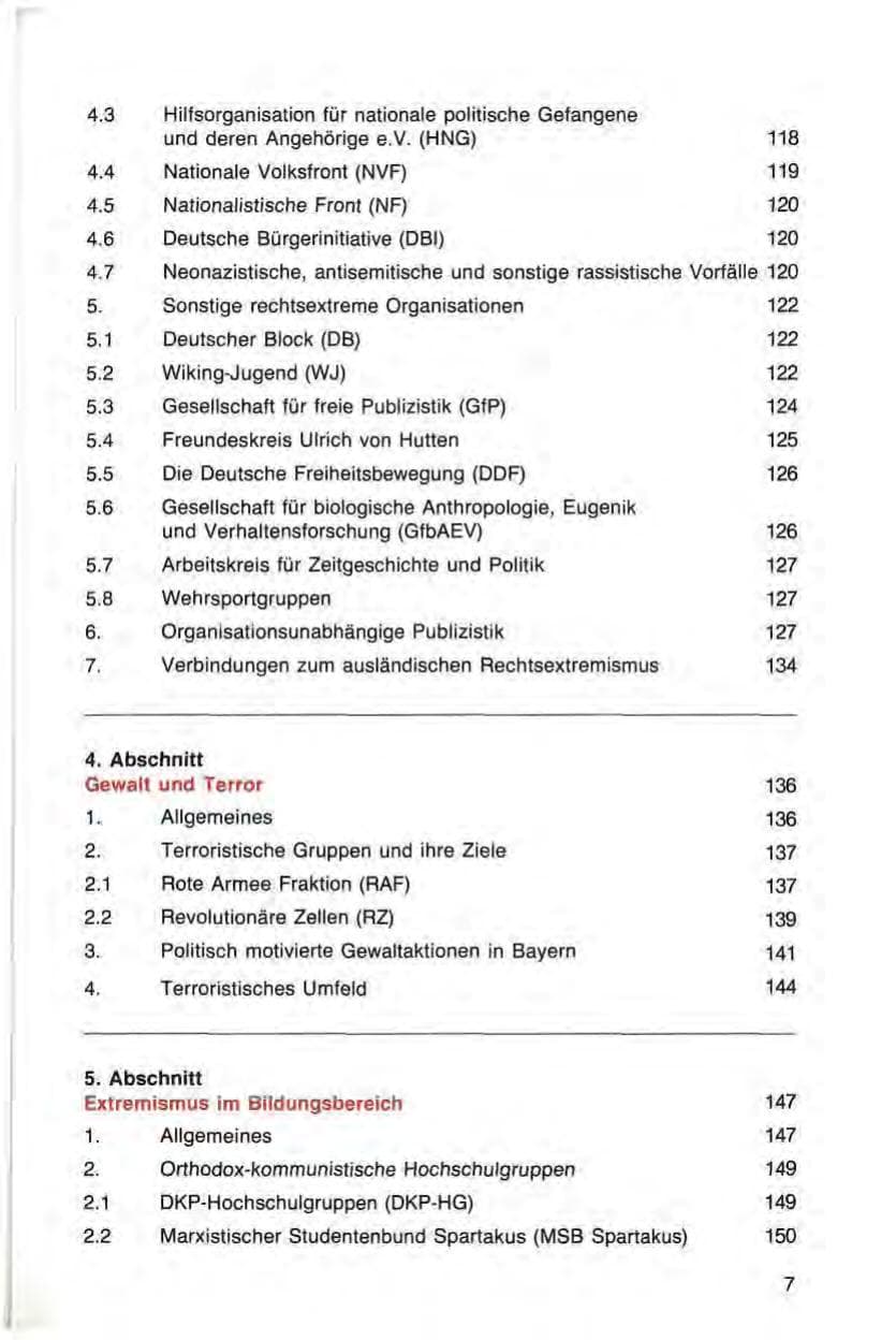 Seite 7 des Verfassungsschutzbericht 1984 Bayern