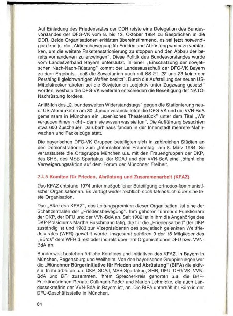 Seite 64 des Verfassungsschutzbericht 1984 Bayern