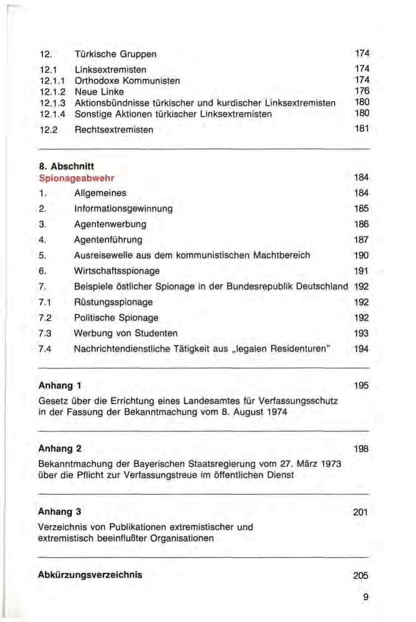 Seite 9 des Verfassungsschutzbericht 1984 Bayern