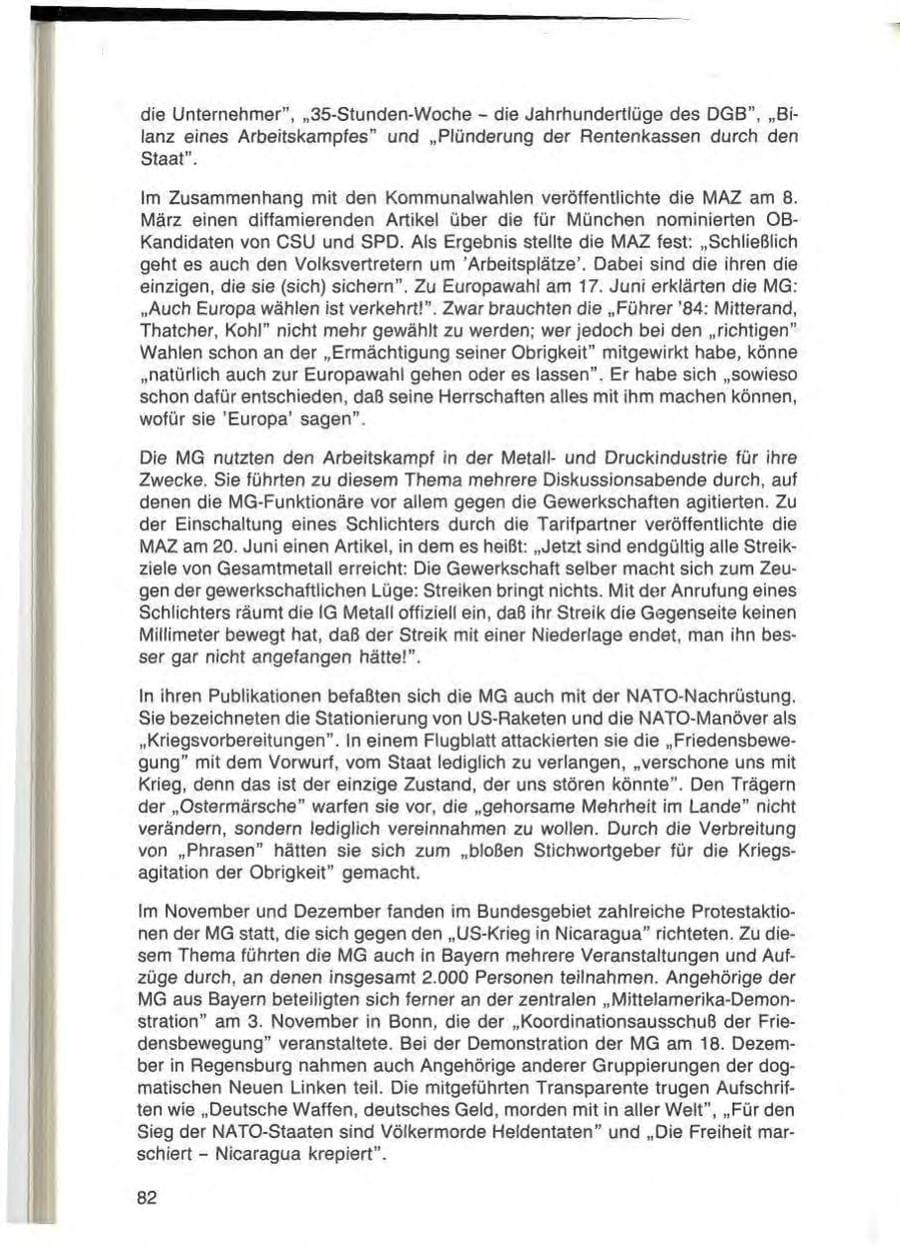 Seite 82 des Verfassungsschutzbericht 1984 Bayern