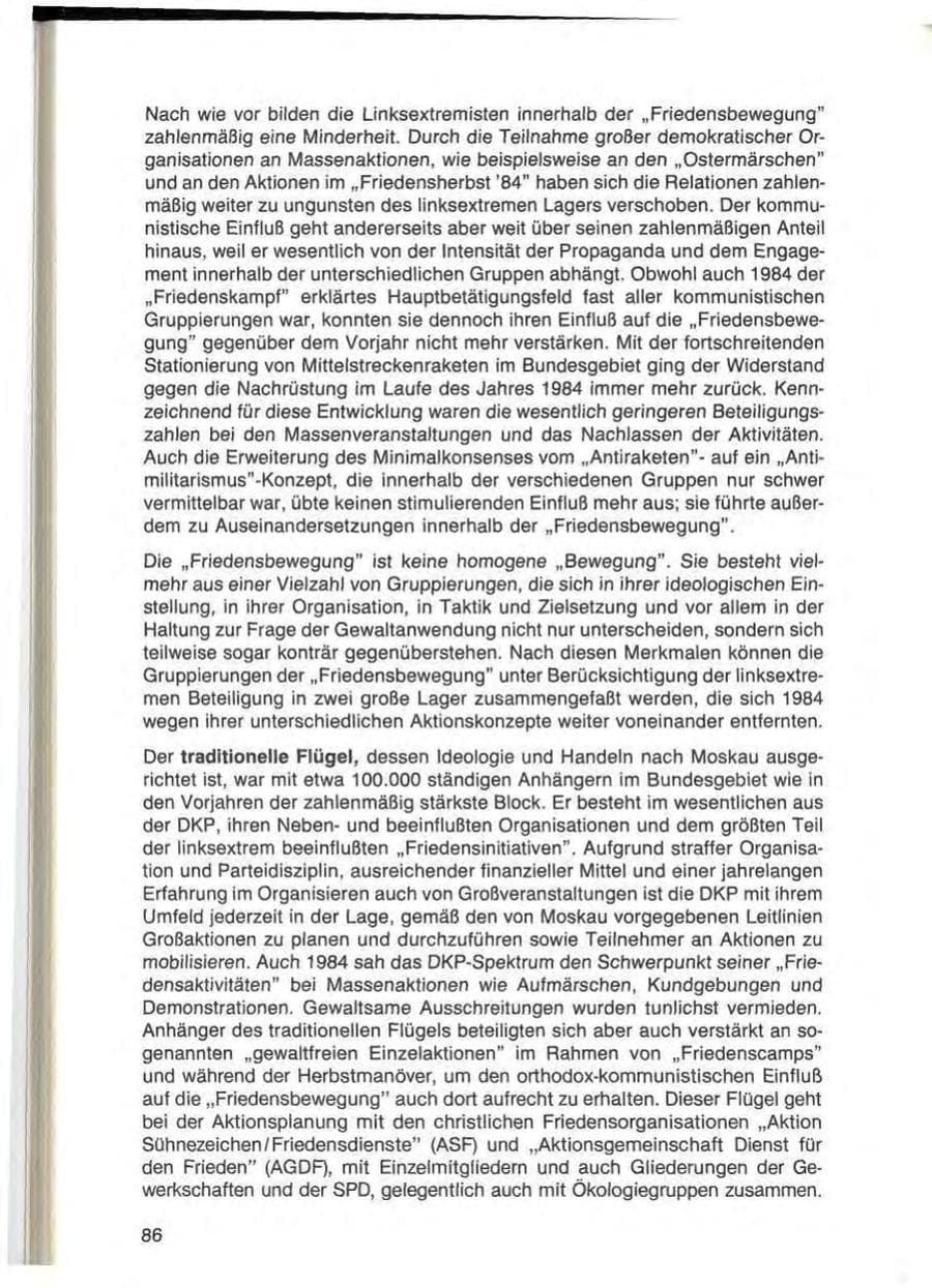 Seite 86 des Verfassungsschutzbericht 1984 Bayern