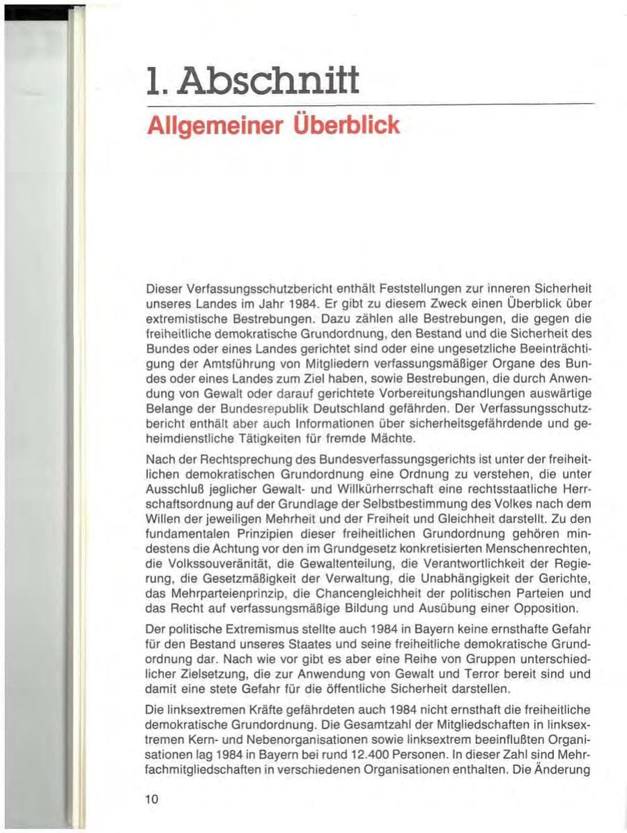 Seite 10 des Verfassungsschutzbericht 1984 Bayern