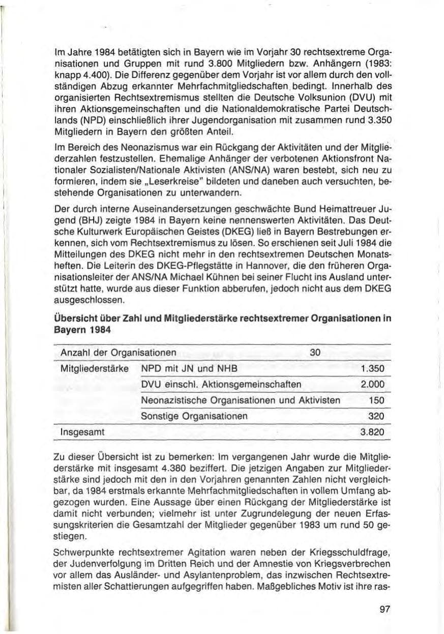 Seite 97 des Verfassungsschutzbericht 1984 Bayern