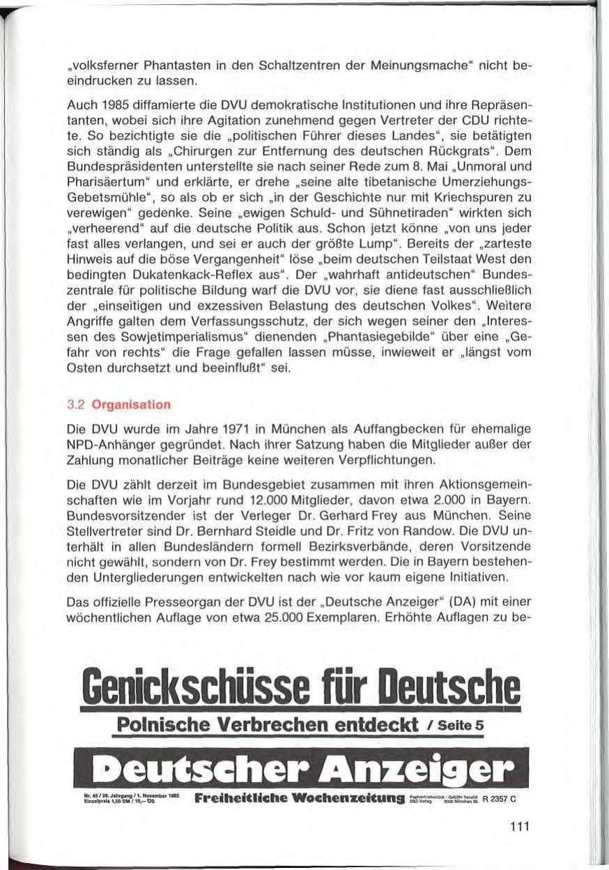 Seite 111 des Verfassungsschutzbericht 1985 Bayern
