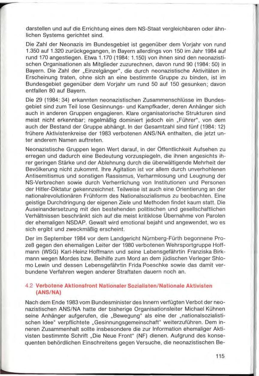 Seite 115 des Verfassungsschutzbericht 1985 Bayern
