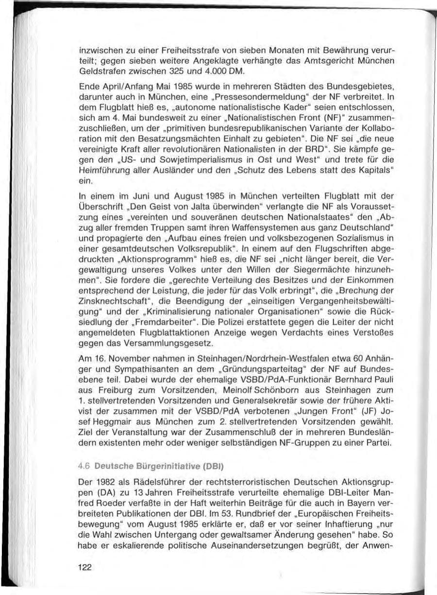 Seite 122 des Verfassungsschutzbericht 1985 Bayern