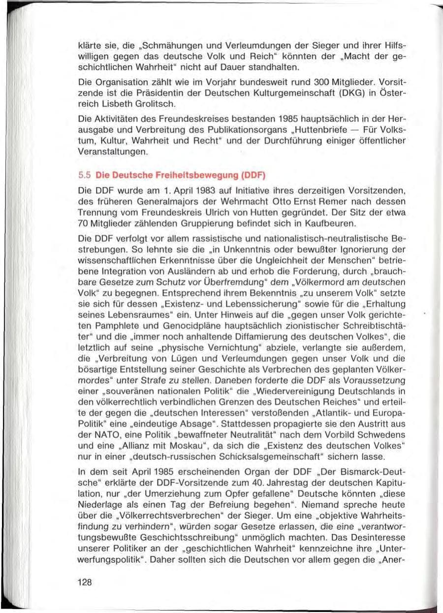 Seite 128 des Verfassungsschutzbericht 1985 Bayern