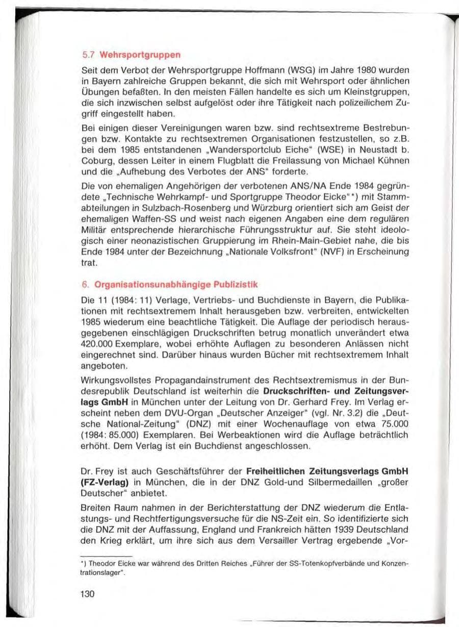 Seite 130 des Verfassungsschutzbericht 1985 Bayern