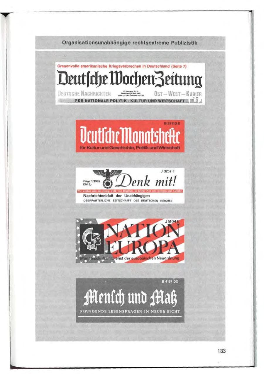 Seite 133 des Verfassungsschutzbericht 1985 Bayern