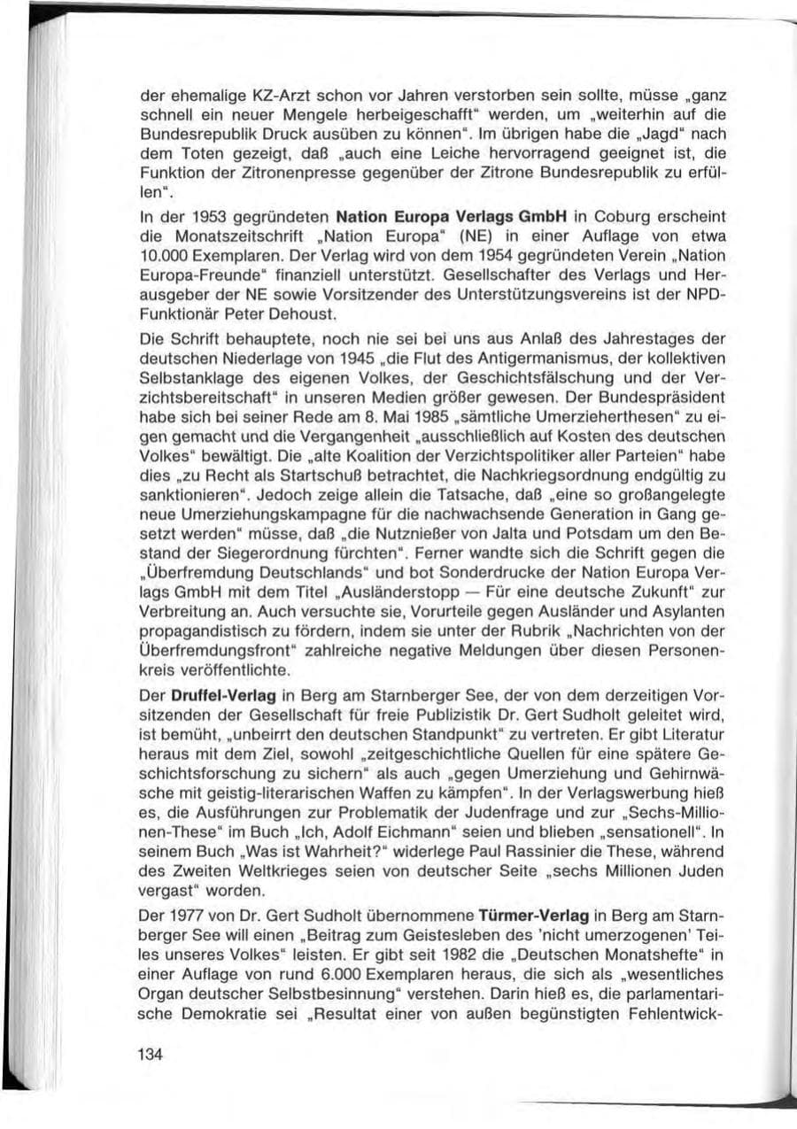 Seite 134 des Verfassungsschutzbericht 1985 Bayern