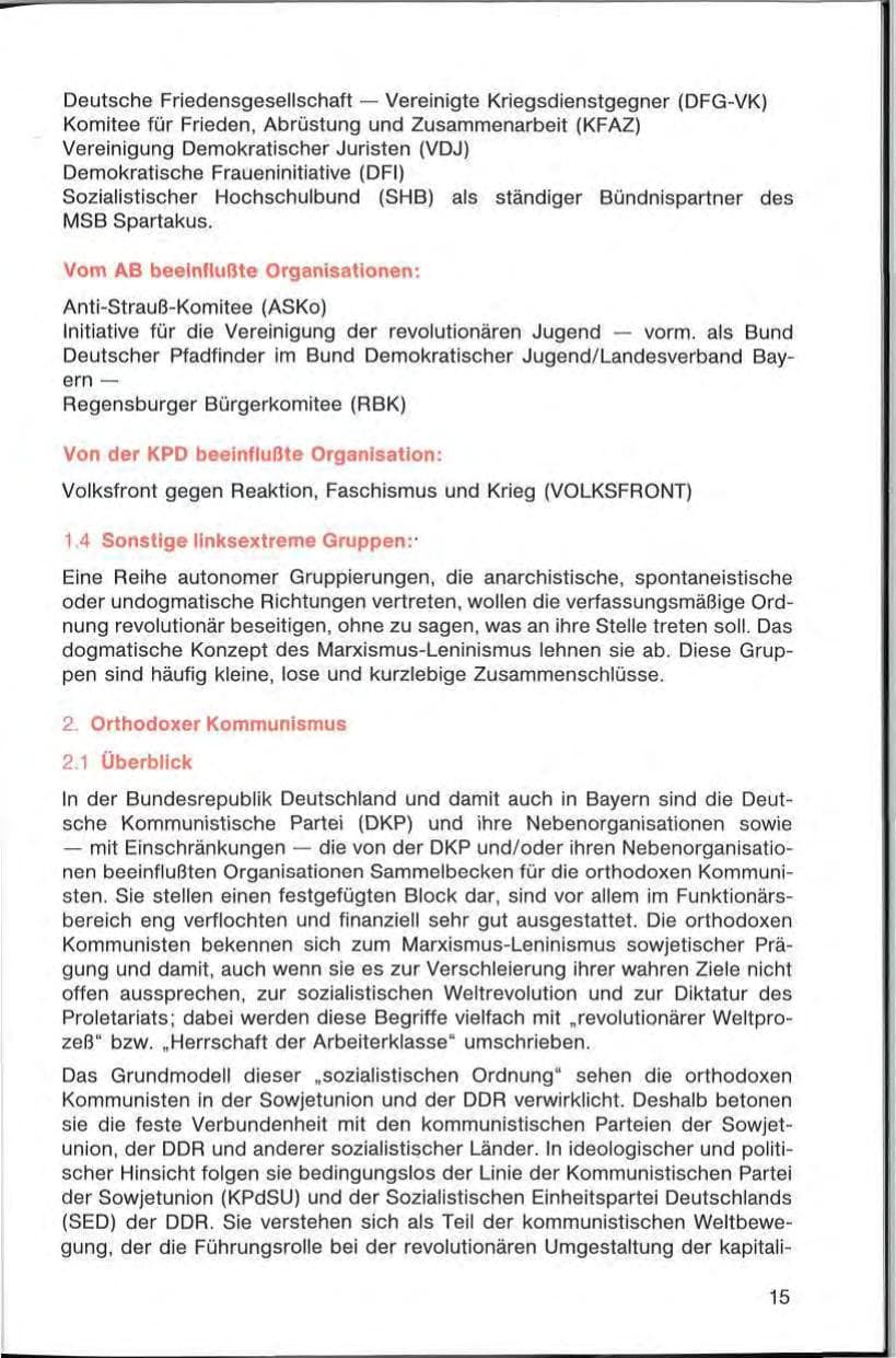 Seite 15 des Verfassungsschutzbericht 1985 Bayern