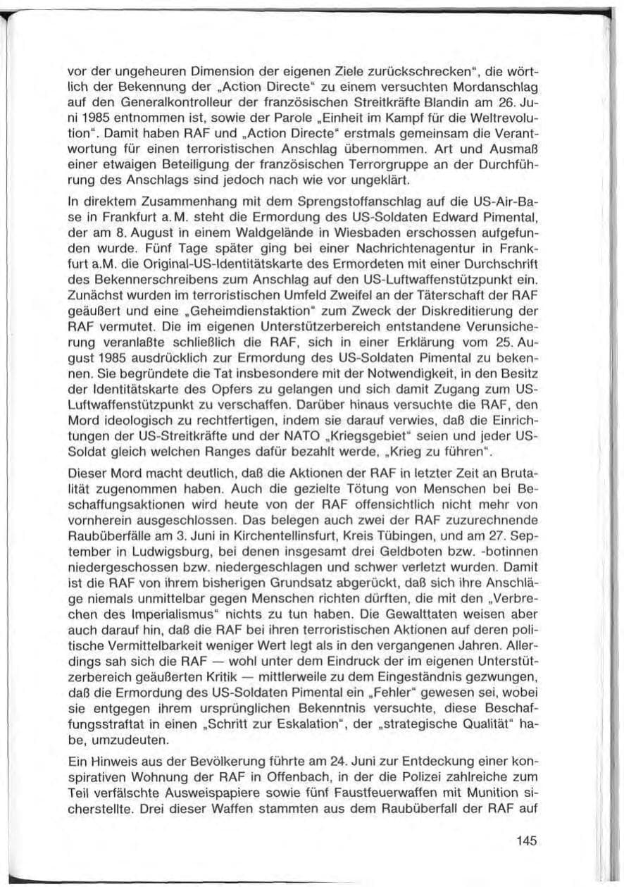 Seite 145 des Verfassungsschutzbericht 1985 Bayern