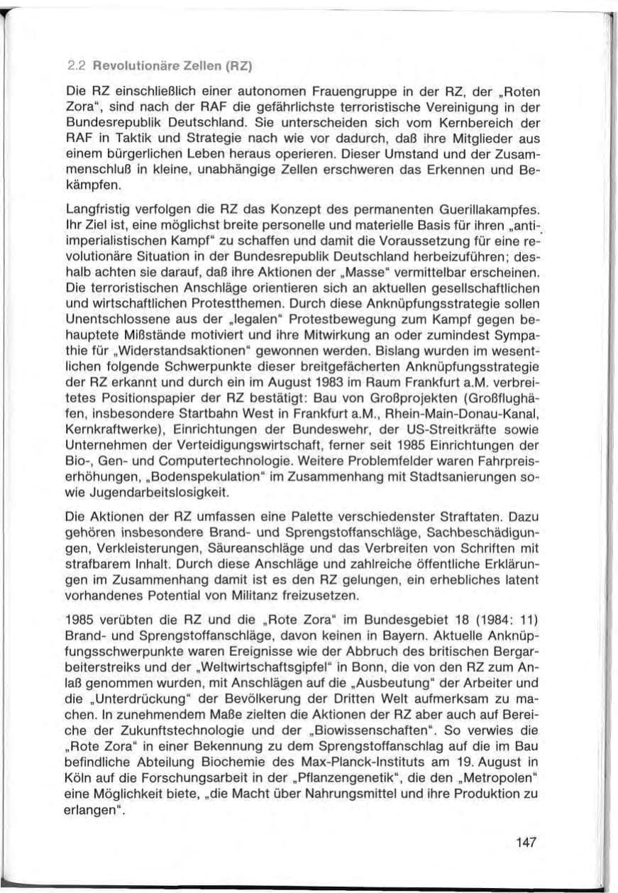 Seite 147 des Verfassungsschutzbericht 1985 Bayern