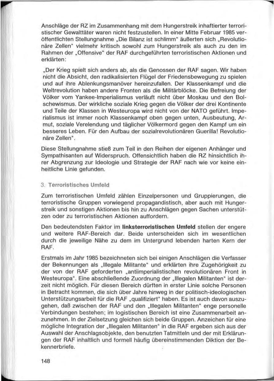 Seite 148 des Verfassungsschutzbericht 1985 Bayern