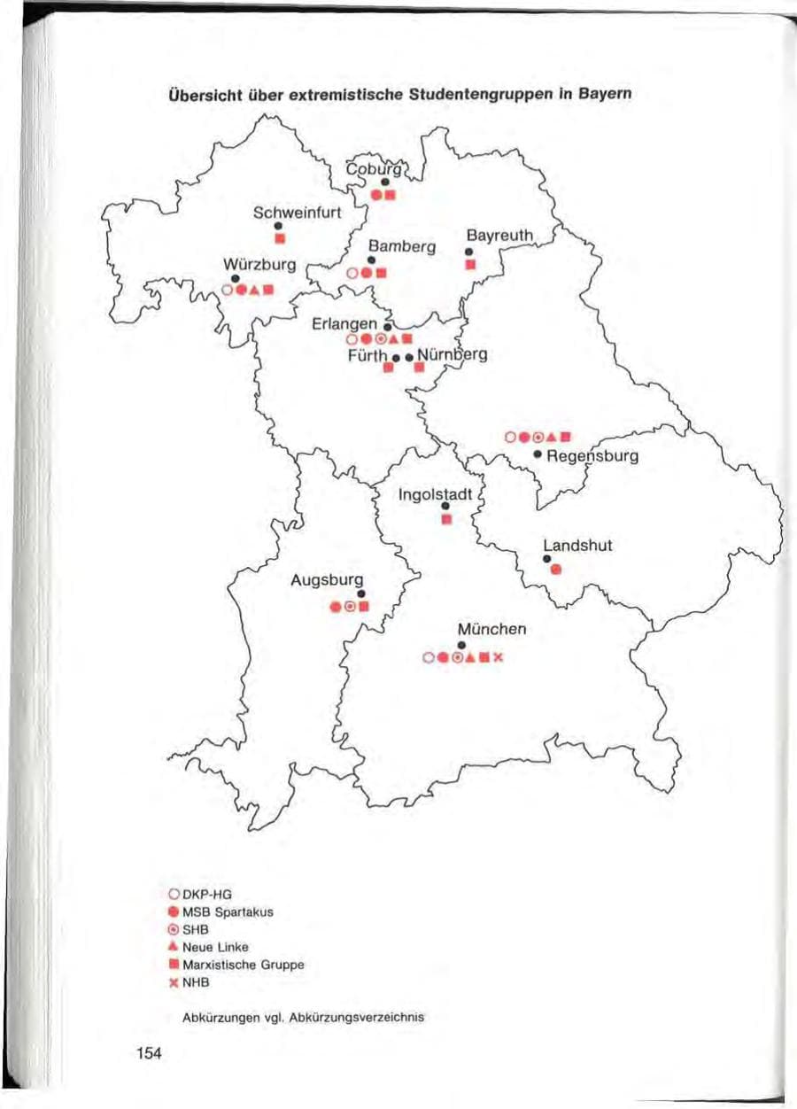 Seite 154 des Verfassungsschutzbericht 1985 Bayern
