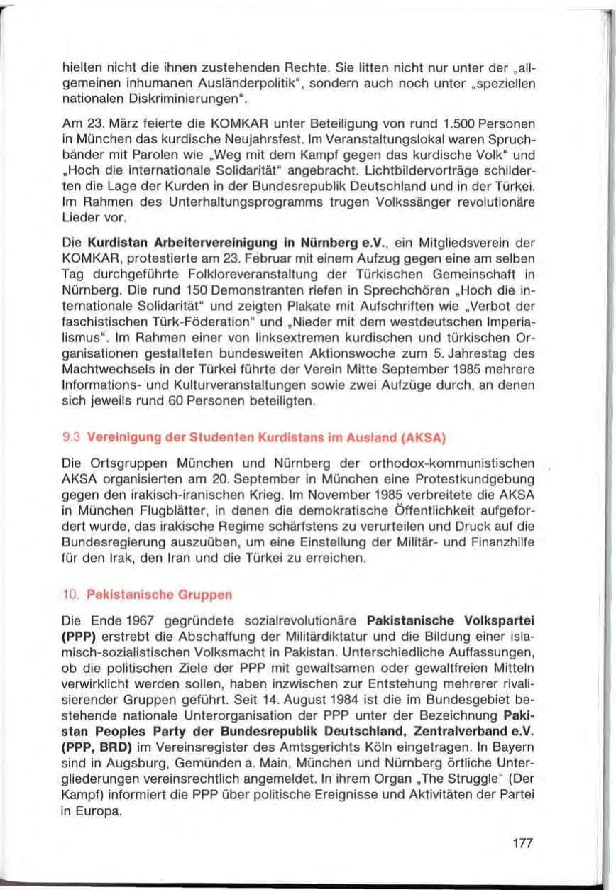 Seite 177 des Verfassungsschutzbericht 1985 Bayern