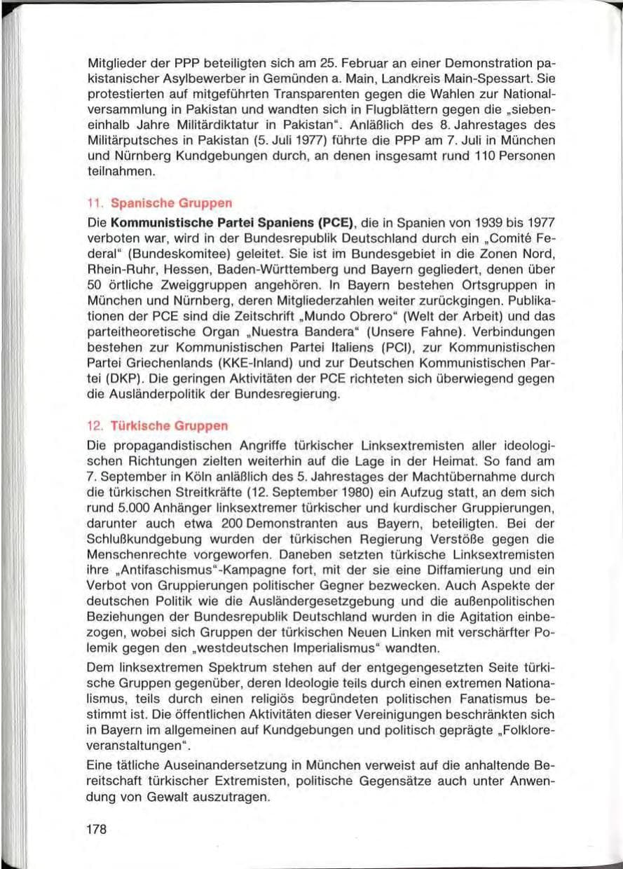 Seite 178 des Verfassungsschutzbericht 1985 Bayern