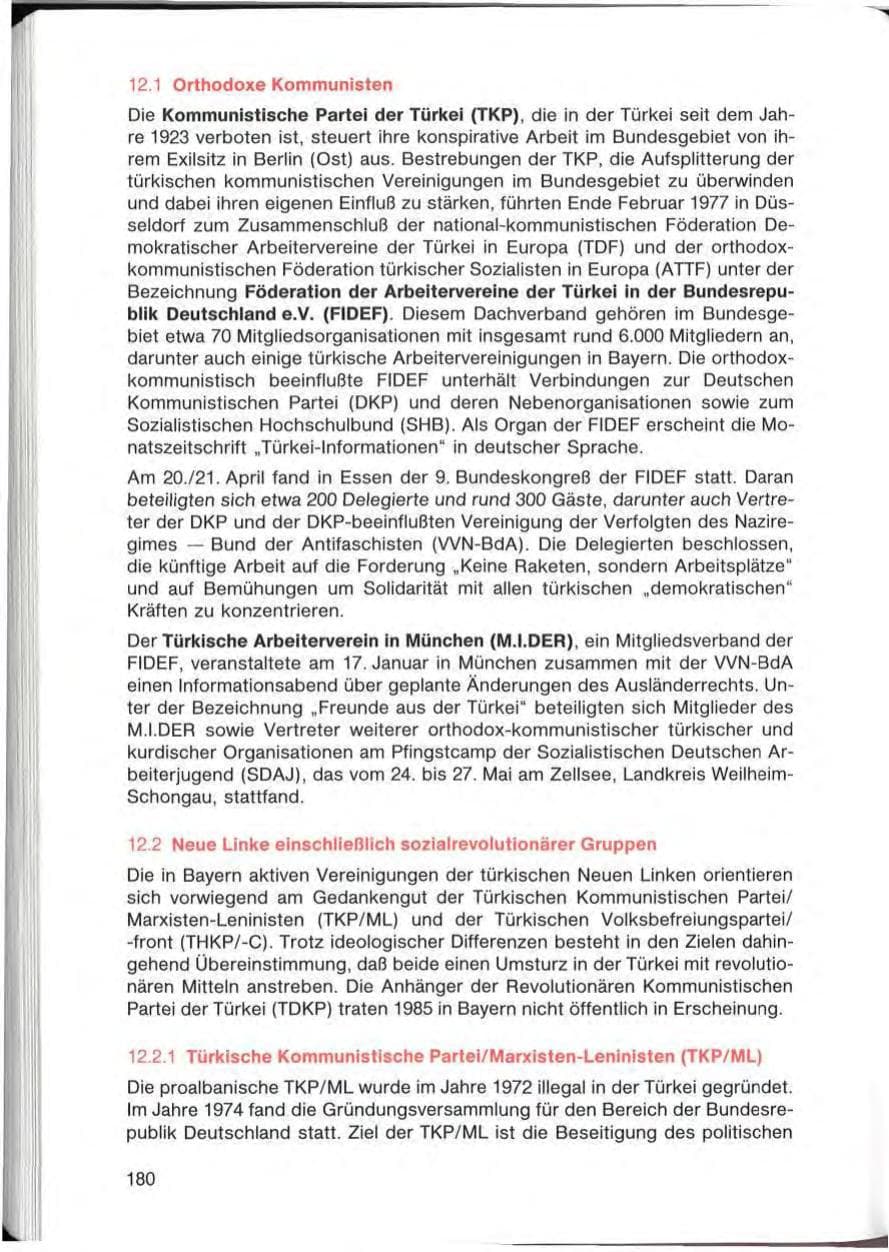 Seite 180 des Verfassungsschutzbericht 1985 Bayern