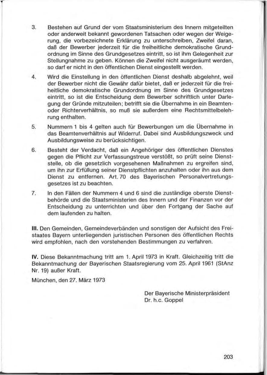 Seite 203 des Verfassungsschutzbericht 1985 Bayern