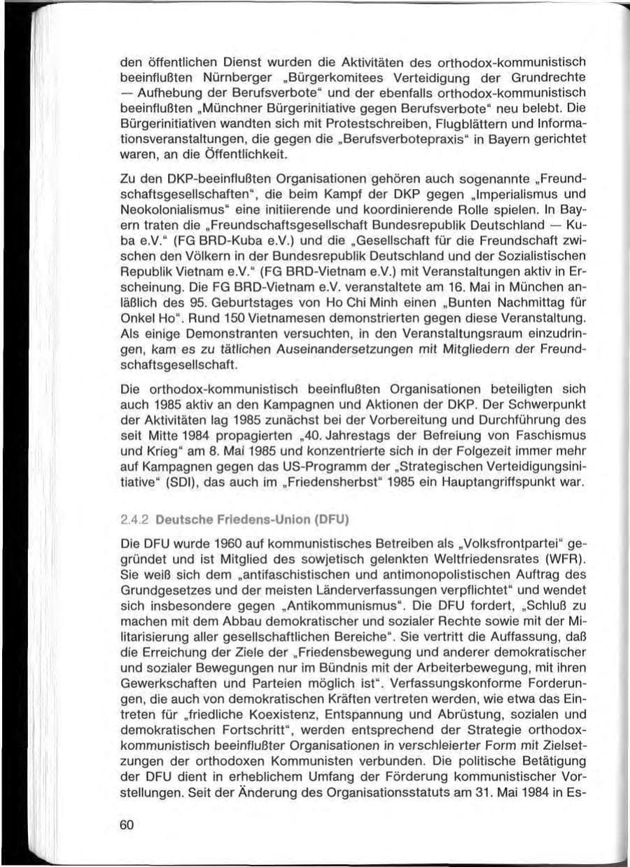 Seite 60 des Verfassungsschutzbericht 1985 Bayern