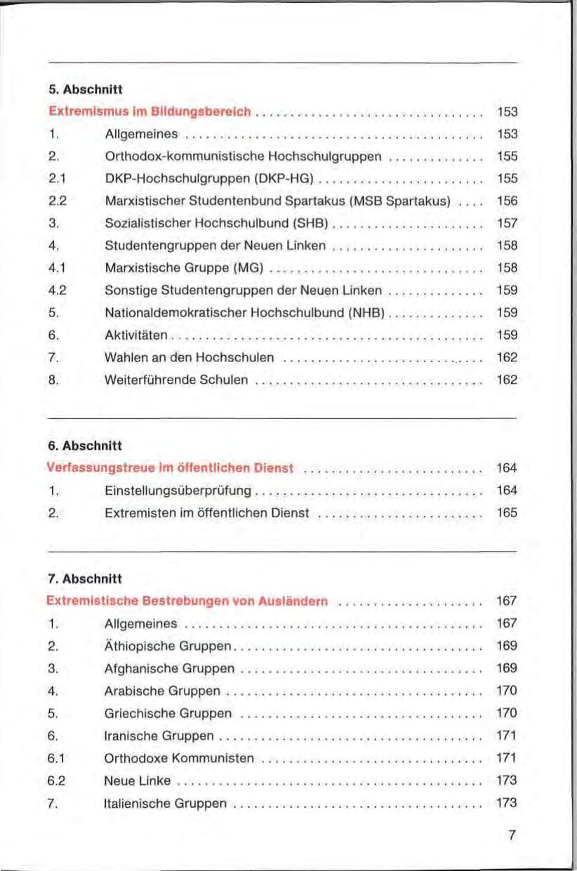 Seite 7 des Verfassungsschutzbericht 1985 Bayern