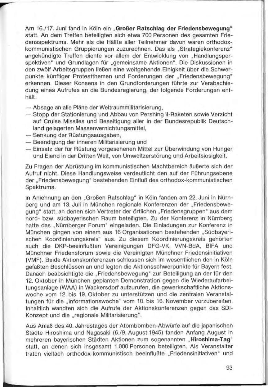 Seite 93 des Verfassungsschutzbericht 1985 Bayern
