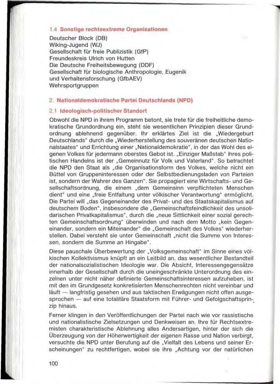 Seite 100 des Verfassungsschutzbericht 1985 Bayern