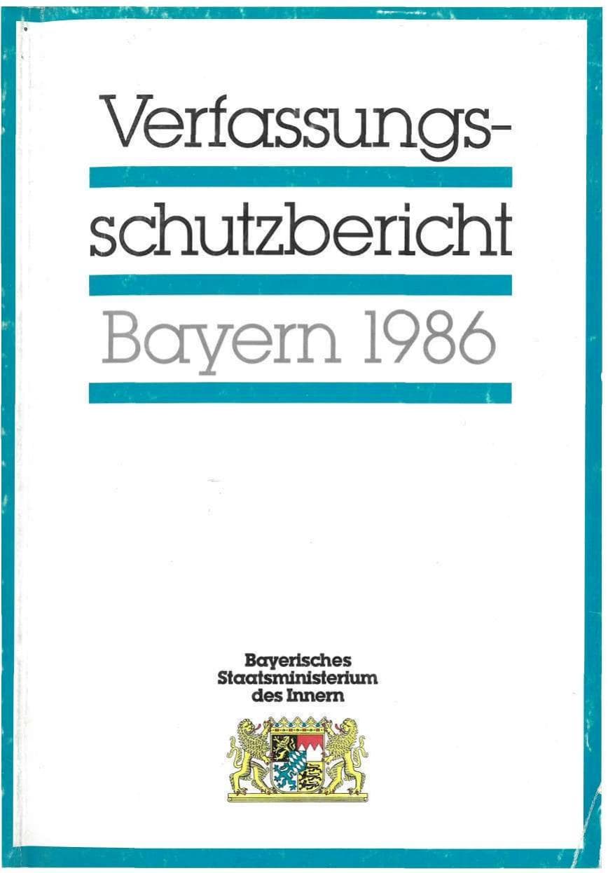 Seite 1 des Verfassungsschutzbericht 1986 Bayern