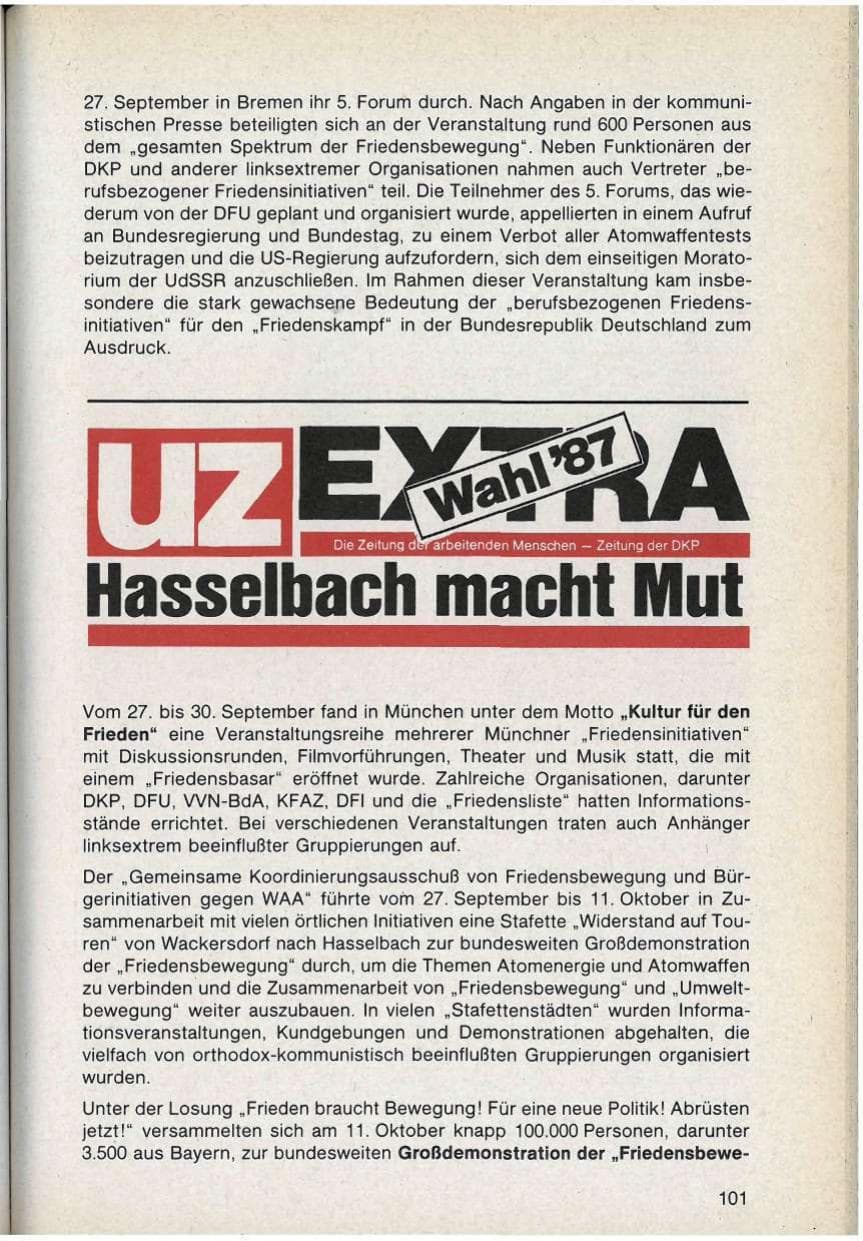 Seite 101 des Verfassungsschutzbericht 1986 Bayern