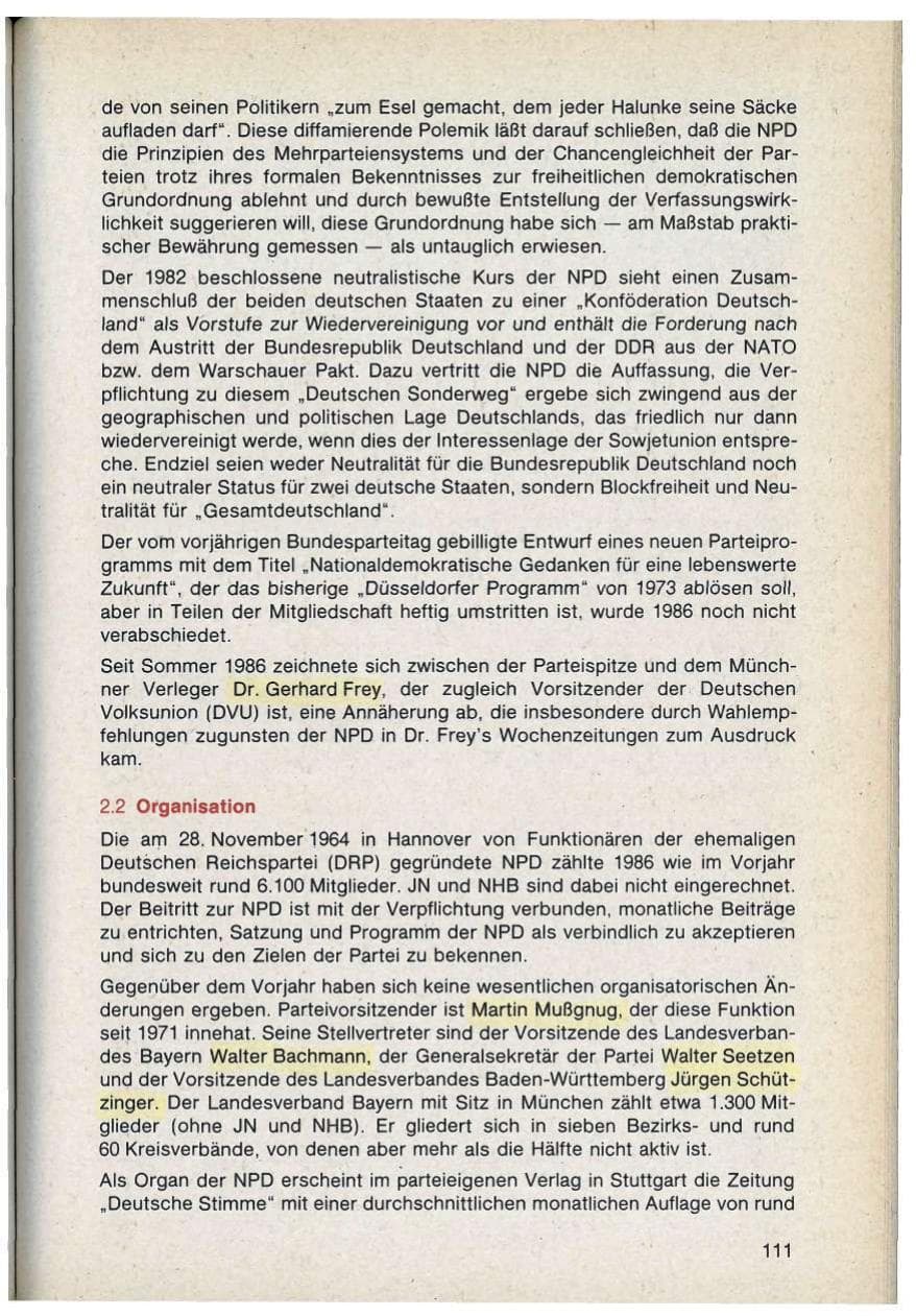 Seite 111 des Verfassungsschutzbericht 1986 Bayern