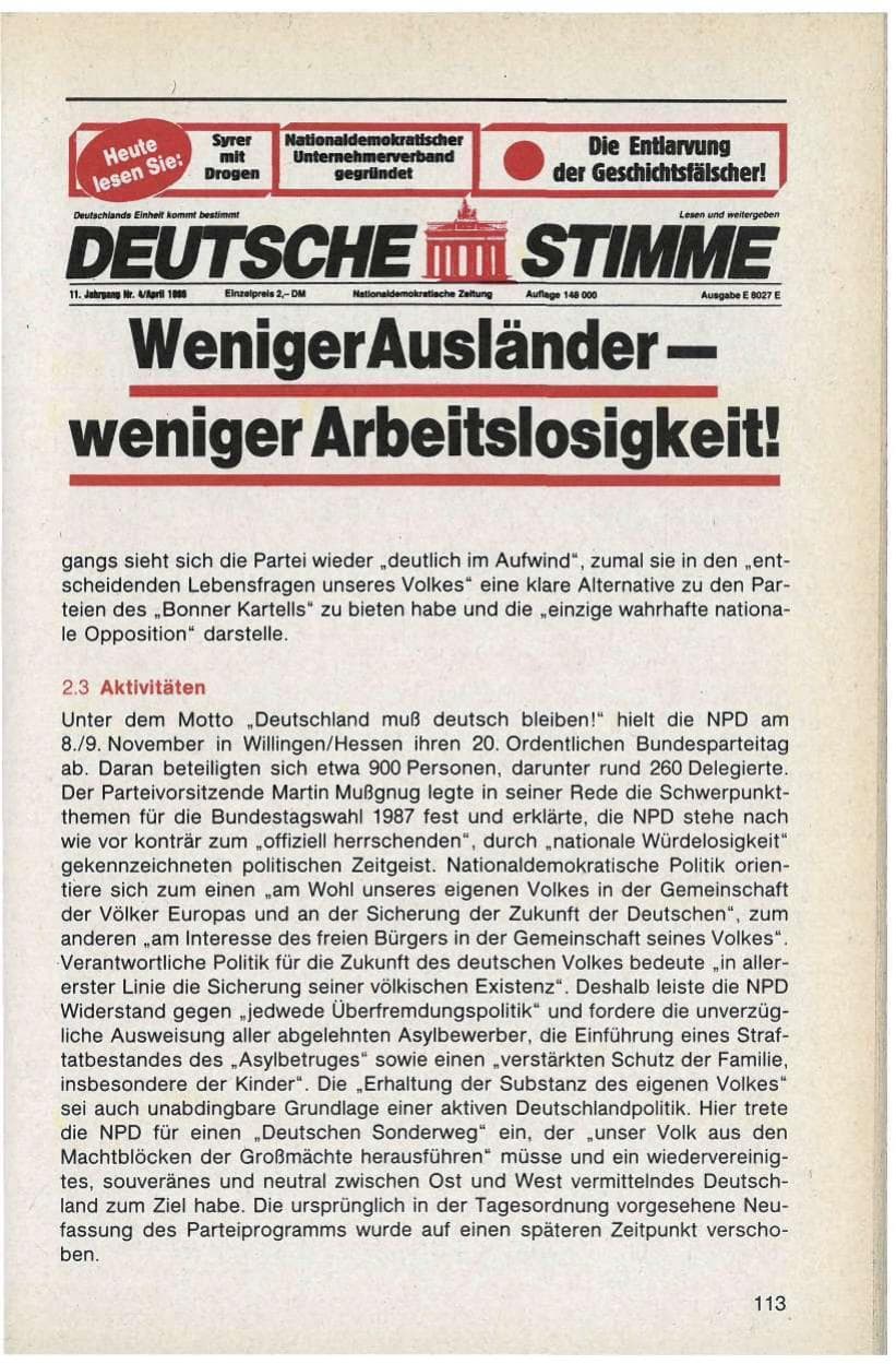 Seite 113 des Verfassungsschutzbericht 1986 Bayern