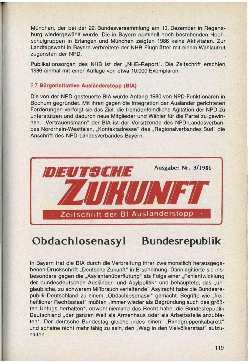 Seite 119 des Verfassungsschutzbericht 1986 Bayern