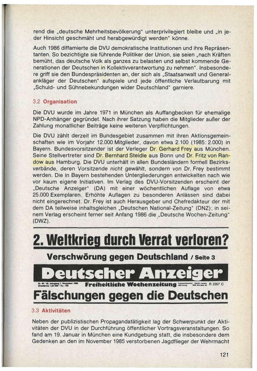 Seite 121 des Verfassungsschutzbericht 1986 Bayern