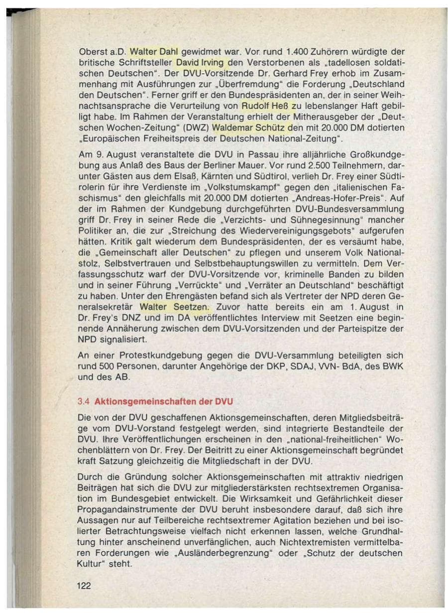 Seite 122 des Verfassungsschutzbericht 1986 Bayern