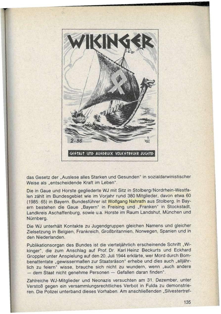Seite 135 des Verfassungsschutzbericht 1986 Bayern