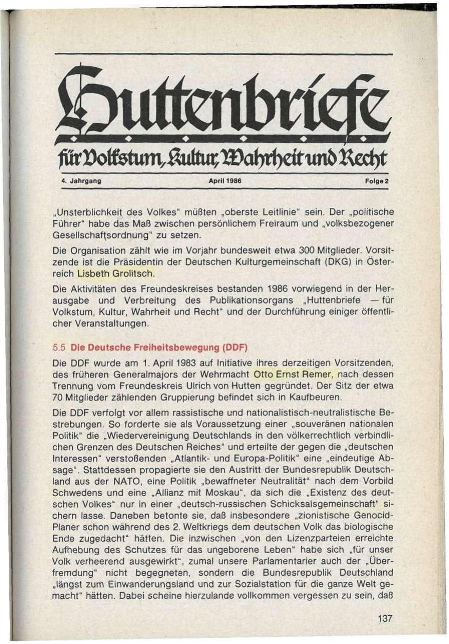 Seite 137 des Verfassungsschutzbericht 1986 Bayern