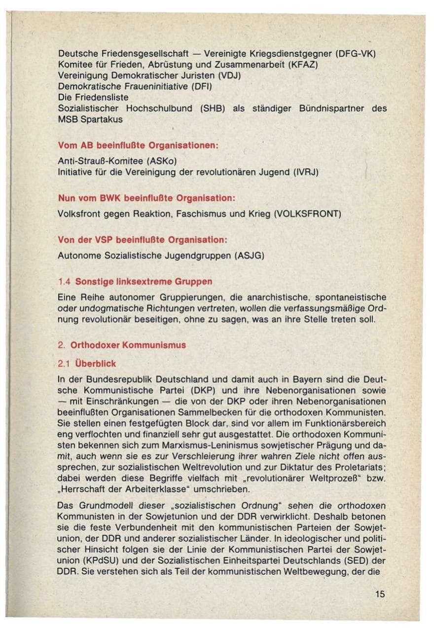 Seite 15 des Verfassungsschutzbericht 1986 Bayern