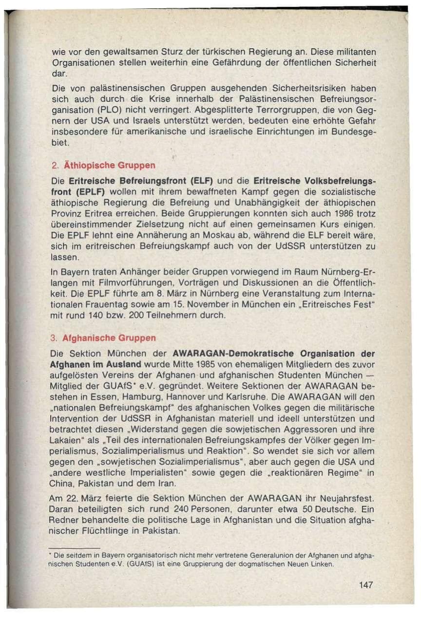 Seite 147 des Verfassungsschutzbericht 1986 Bayern