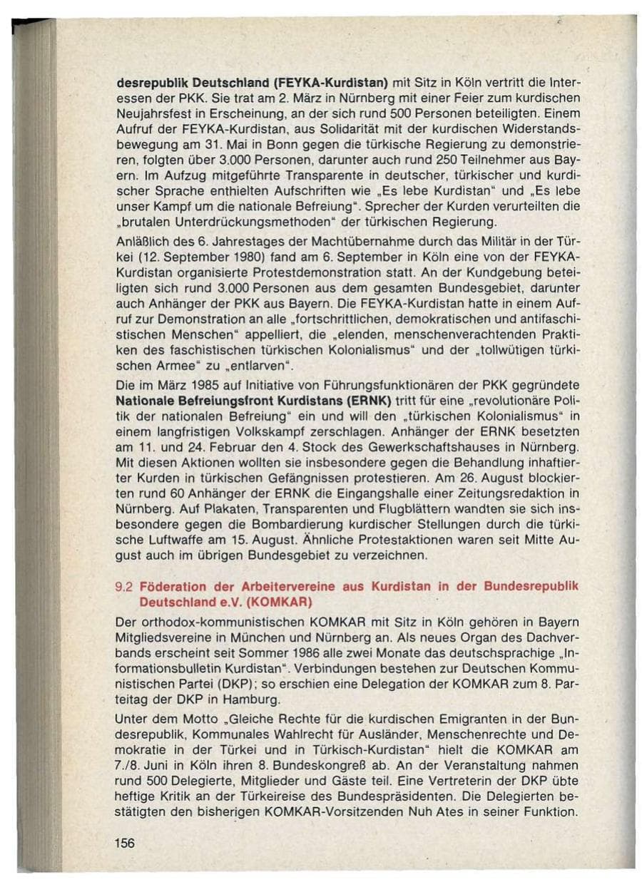 Seite 156 des Verfassungsschutzbericht 1986 Bayern